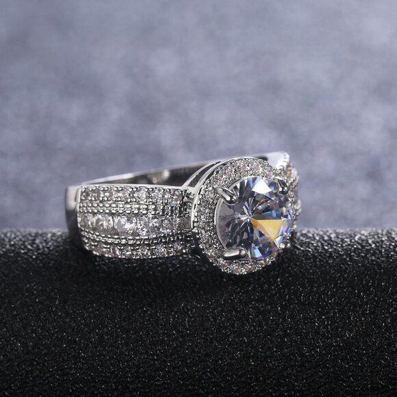 🔥 Three Layer Dainty Shiny Zircon Full Around Luxury Rings for Women,EVGG1392 - Picture 4 of 6